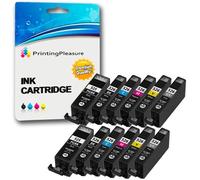 12 Cartuchos de Tinta compatibles para Canon Pixma MG5150 MG5250 MG6150 MG6220 MG6250 MG8150 MG8220 MG8250 MX885 iP4850 iP4950 iX6550 | PGI-525BK CLI-526BK CLI-526C CLI-526M CLI-526Y CLI-526GY