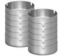 12 ceniceros de acero inoxidable, cenicero de mesa de 10 cm, apilable, redondo, moderno, portátil, cenicero de bolsillo, cenicero moderno de mesa para interior y exterior