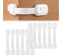 12 Cerraduras de Seguridad Cajones para Niños y Bebés - Pack de 12 Bloqueos Adhesivos 3M para Cajones, Puertas y Armarios - Protección Infantil sin Taladro, Fáciles de Instalar y Retirar, Blanco