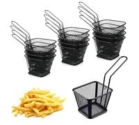 12 cestas para patatas fritas, cestas para freír, pequeñas patatas fritas, mini virutas de acero inoxidable, cestas para freír para patatas fritas, pollo asado, aros de cebolla, camarones o alimentos