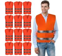 12 chalecos reflectantes para coche, chaleco reflectante, naranja y rojo, chaleco de seguridad reflectante, chaleco de seguridad reflectante para hombres y mujeres, trabajo de emergencia de tráfico