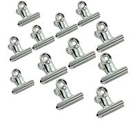 12 clips de bulldog plateado, clips de metal, clips de perro toro, cartera de metal para fotos y carpeta de archivos, adecuados para suministros del hogar y la oficina (50 mm, 63 mm)
