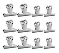 12 clips de metal de 50 mm y 62 mm de ancho, clips de cierre, clips de papel plateados, bulldog plateado, pinzas de sujeción para remolques, bolsas