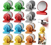 12 clips magnéticos, pinzas magnéticas, imanes con pinza, clips magnéticos, imanes para nevera, clips magnéticos, imanes para pizarra magnética, pizarra, frigorífico, foto multicolor