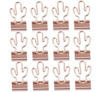 12 clips para carpetas, lindos clips para carpetas de cactus, papel de metal dorado rosa con caja de almacenamiento transparente para oficina, escuela y suministros para el hogar, lindo, bolsa, papel