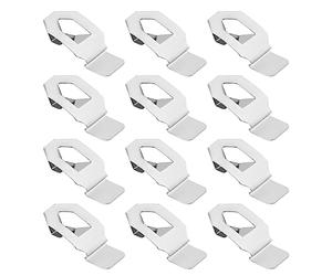 12 clips para marcos de fotos, elementos de fijación, placa trasera, material de fijación, muelle de metal, clip giratorio, color plateado, 26 x 12 mm