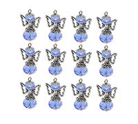 12 colgantes de plata tibetana con alas de ángel, cuentas de cristal, color rosa, others29x18x12mm, Poliéster