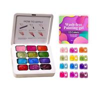 12 Color Peel Off Nail Gel Set - 3g X12 Solid Painting Gel Clay Texture DIY Blush Style Craft Ģel Kit For Ñail Decoration Sculpting Design Quick Dry Non Washable Creative Manicure Tool Set