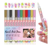 12-color professional nail art pen set,Bolígrafo De Uñas Nail Art 3D,nail art marker,Plumines de 0.5MM para Uñas,Plumín de Punto Graffiti,Plumín de Dibujo y Pintura, Pincel Liner para Casa o Salón