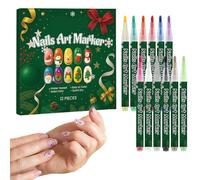 12 colores 3D esmalte de uñas Set de lápices de uñas DIY línea arte de uñas graffiti, Nail Tip Nail Art Beauty Decoration Manicura Tools, lápices de uñas para Halloween / Navidad (B)