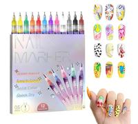 12 Colores Boligrafo 3d Pintauñas, DIY Set de Pinceles Polygel para Uñas Semipermanentes, Bolígrafo Manicura Niñas, Esmalte de Uñas Secado Rapido, Pincel Liner para Casa o Salón (A)