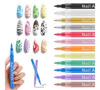 12 Colores Bolígrafo de Uñas, 3D Nail Point Graffiti Dotting Pen 0,7 MM, Dotting Point Liner Pens para Decoración Uñas, Bolígrafo Lápices para Decorar Uñas para DIY, Herramientas (12 Colores)