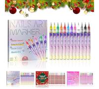 12 Colores BolíGrafo De UñAs Nail Art 3d, 2026 Nuevo12 Colors Nail Art Pens Set, Juego De 12 Rotuladores Para Nails Arts, Punta Fina De 0,5 Mm, PortáTil Y De Secado RáPido (Set A)