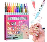 12 Colores Bolígrafo Uñas 0.5 MM para Uñas, Bolígrafo de Uñas Nail Art 3D, Plumín de Punto Graffiti, Plumín de Dibujo y Pintura, Pincel Liner para Casa o Salón (2 Set)
