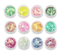 12 Colores de Brillo Nocturno, Copos de Purpurina Gruesa Que Brillan en la Oscuridad, Copos de Purpurina para la Cara del Cuerpo, Luminosa para los Ojos, para Festivales Musicales, carnav