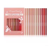 12 colores de lápiz labial mate impermeable de larga duración diseño hexagonal para un contorno preciso maquillaje profesional