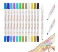 12 colores de pintura facial para niños, lápices de tatuaje para niños, doble extremo, lápices de colores para maquillaje teatral, juego de tatuajes brillantes, apto para niños y adultos