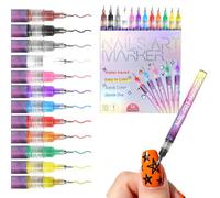 12 Colores de Rotuladores Para Uñas, Potuladores Para Nail art, Rotuladores Para Nail art 3D y DIY, Accesorios Para Uñas con Punta Fina (0,5 mm), Nail Arts Marker Para Uñas Para Uslíneaso Doméstico.