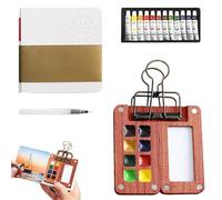 12 Colores Paleta de Acuarela Portátil, Mini Estuche de Acuarela, Caja de Bandeja de Pintura de Viaje, Paleta Magnética de Acuarelas Pequeña, Mini Paletas de Acuarelas con Clip (8 Rejillas)