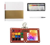 12 Colores Paleta de Acuarela Portátil, Mini Estuche de Acuarela, Caja de Bandeja de Pintura de Viaje, Paleta Magnética de Acuarelas Pequeña, Mini Paletas de Acuarelas con Clip (15 Rejillas)