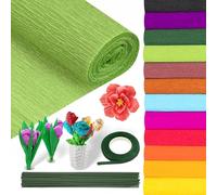 12 Colores Papel Crepe Papel Pinocho 25 * 250cm Papel Crepe Colores Papel Crespón Grueso Papel Crespón Floral Rollo Papel Crepe con Cinta y Hilo Floral para Manualidades Fiestas Cumpleaños Boda Decor