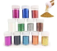 12 colores para manualidades con purpurina, polvo de purpurina no tóxico para manualidades, juego de manualidades, adecuado para trabajos de bricolaje, embellecimiento de uñas, cuerpo, cabello, arte