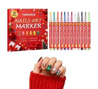 12 Colors Christmas Nail Art Pens Set,Nail Graffiti Drawing Pen Kit,Waterproof Quick-Dry Polish Pens Set for Home Salon Arts Beginner DIY Nails Art Design