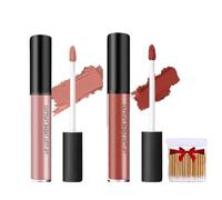 12 Colors Cream Texture Lipstick, 2Pcs Upgraded Waterproof Long-Lasting Moisturizing Lip Gloss,Non-Stick Non-Fading Liquid Lipstick, For Women Daily Makeup Gift (#2+#12, SIZE)