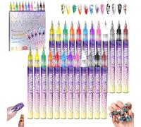 12 Colors Nail Art Markers for Gel Nails,DIY Nail Art Pens Set,3D Polish Pen Acrylic Paint Pens Markers,Professional Nails Brush Set for Arts Drawing Painting Point Dotting Manicure Tools (2 Sets)