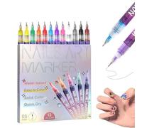 12 Colors Nail Art Pens Set, 0.5 MM Fine Tip Nail Polish Pens for Painting Nails, Quick-Dry Waterproof Acrylic Nail Art Pens for DIY Manicure Design