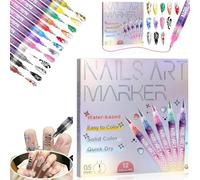 12 Colors Nail Art Pens Set, 12PCS Nail Doodle Pen for DIY Nail Art, Nail Polish Pens, Quick Dry Acrylic Nail Art Painting Pen , Nail Point Graffiti Dotting Pen for DIY Nail Design (1 Set)