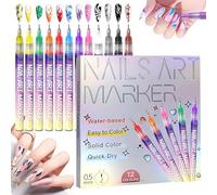 12 Colors Nail Art Pens Set, 2025 New Nail Art Markers for Gel Nails, DIY Nail Art Marker Drawing Painting Liner Pen, for DIY Nails Art Design Manicure Tools (2SET(24pcs))