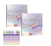 12 Colors Nail Art Pens Set, 2025 New Nail Art Markers for Gel Nails, Fine 0.5mm Pen Tip, Arts Tools for Graffiti Dotting Drawing Painting Point Home Salon (2PCS)