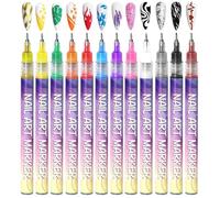 12 Colors Nail Art Pens Set, 3D Markers Doodle Pen, 2025 New Professional Markers, for Kids Adults Fine Point Drawing Painting Dotting Liner Pen (1 Set)