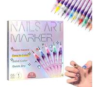 12 Colors Nail Art Pens Set, 3d Nail Polish Pens Quick Dry Graffiti Dotting Point Liner Pen Drawing Painting for Nails Art Design (1Set)