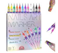 12 Colors Nail Art Pens Set - Nail Art Markers 0.5mm Fine Tip, Quick Dry 3D Nail Polish Pens for Dotting, Painting & Liner, DIY Manicure Designs for Kids & Adults, Home Salon Use (1pcs)