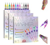 12 Colors Nail Art Pens Set - Nail Art Markers 0.5mm Fine Tip, Quick Dry 3D Nail Polish Pens for Dotting, Painting & Liner, DIY Manicure Designs& Adults, Home Salon Use (3pcs)