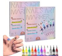 12 Colors Nail Art Pens Set, Nail Art Markers Doodle 3D Nail Polish Pens Quick Dry for Kids & Adults, DIY Nail Doodle, Dotting, Liner & Painting Tools (2Sets)