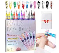 12 Colors Nail Art Pens Set, Nail Art Markers for Gel Nails, 0.5mm Waterproof Quick Dry 3D Acrylic Paint DIY Nail Art Doodle Pens (1Set)