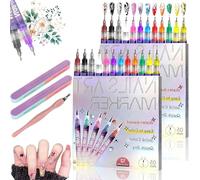 12 Colors Nail Art Pens Set, Nail Art Markers for Gel Nails, 3D Fine Tips Nails Arts Pens, for Graffiti, Dotting, Liner & Painting, DIY Art Tool (2PCS)