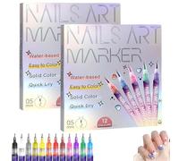 12 Colors Nail Art Pens Set, Nail Art Markers Polish Pen, Drawing Painting Liner Brush for DIY Nails Arts Beauty Adorn Manicure Tools (2 SETS)