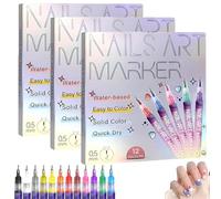 12 Colors Nail Art Pens Set, Nail Art Markers Polish Pen, Drawing Painting Liner Brush for DIY Nails Arts Beauty Adorn Manicure Tools (3 SETS)