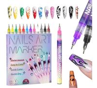 12 Colors Nail Art Pens Set,Nail Art Markers Polish Pen for 3D Nails Arts,Drawing Painting Liner Brush for DIY Nails Arts Beauty Adorn Manicure Tools (Suit)