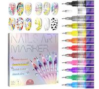 12 Colors Nail Art Pens Set, Nail Art Pens For Painting Nails, 3D Markers Doodle Pen For Kids Adults,Waterproof And Quick-Drying, Home Nail DIY
