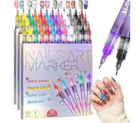 12 Colors Nail Art Pens Set, Nail Art Pens, Suitable for Nails Arts, Nails Painting and Artistic Decorations for Home Salon and Beginners (3 Set)
