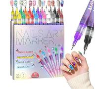 12 Colors Nail Art Pens Set, Nail Art Pens, Suitable for Nails Arts, Nails Painting and Artistic Decorations for Home Salon and Beginners (2 Set)