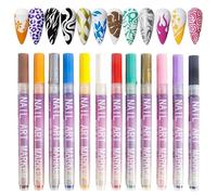 12 Colors Nail Art Pens Set, Nail Markers for Nail Art Tools, Nail Polish Pens Quick Dry -Graffiti Dotting Pen, Acrylic Paint Pens for Nails Art Design DIY (1Set)