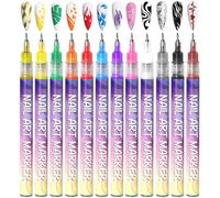 12 Colors Nail Art Pens Set, Nail Markers for Nail Art Tools, Quick-Dry Fine Tip Pens for Dotting, Lining, Drawing, and DIY Nail Painting Designs (2Set)
