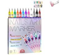 12 Colors Nail Art Pens Set,Nails Arts Markers for Gel Nail,3d Nails Polish Pens Graffiti Dotting Liner Pen,Suitable for Diy Nail Art Design and Nail Decoration (1PCS)