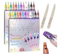 12 Colors Nail Art Pens Set with Nail File, Nails Art Markers Doodle Pen for Adults, for Nails Arts Drawing Painting Point Dotting Liner Pen Manicure Tool. (24 Colors)